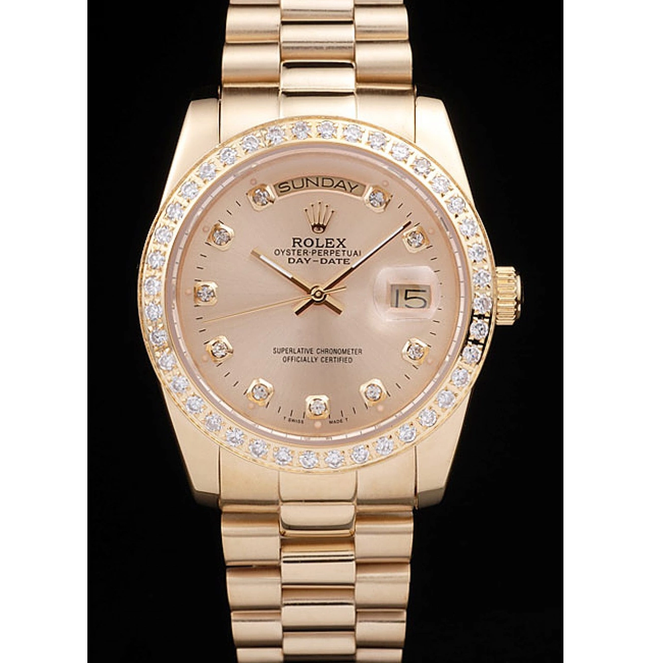 Aaa replica Steel Gold Yellow Plated Stainless Dial Gold 18k Rolex Day-Date 0514